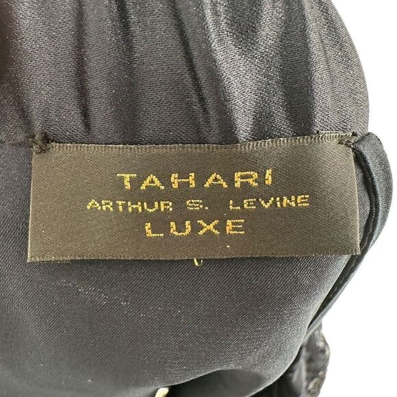 Tahari Luxe Sequin Pants Navy Blue Womens Size 14 Elastic Waist Wide Leg Formal - Picture 9 of 11